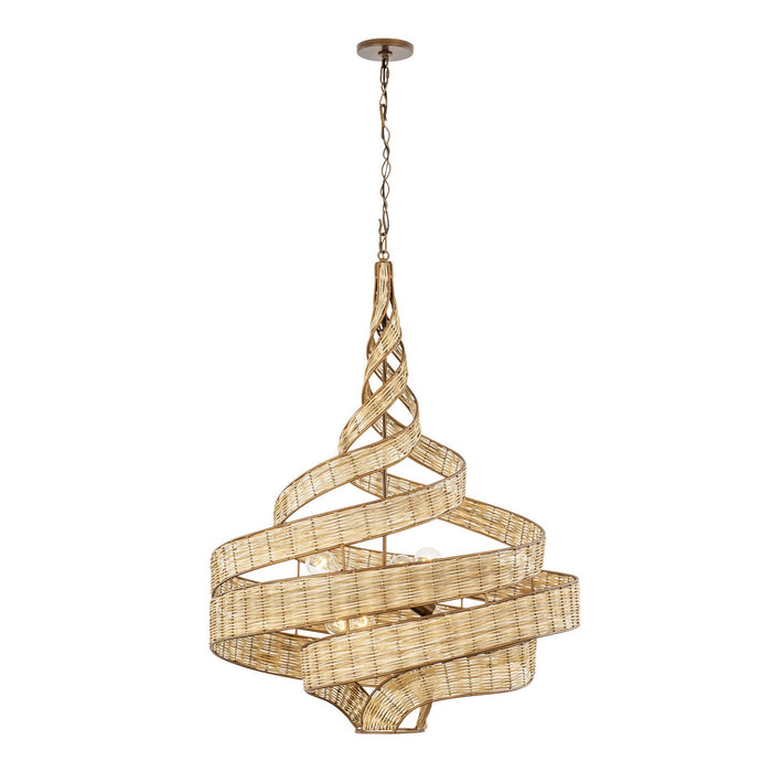 Varaluz 240P06LBTR Six Light Pendant, Baguette/Natural Rattan