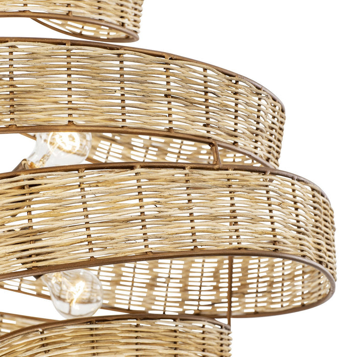 Varaluz 240P06LBTR Six Light Pendant, Baguette/Natural Rattan