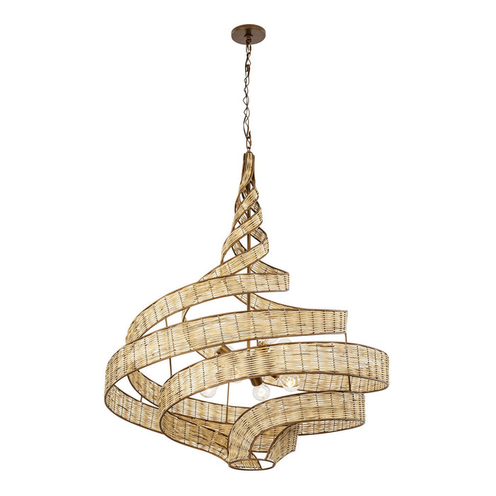 Varaluz 240P08BTR Eight Light Pendant, Baguette/Natural Rattan