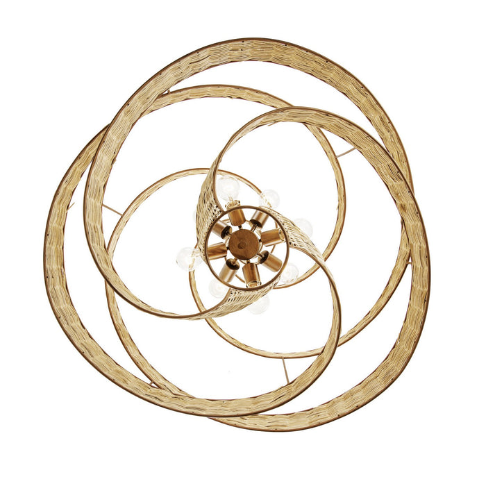 Varaluz 240P08BTR Eight Light Pendant, Baguette/Natural Rattan
