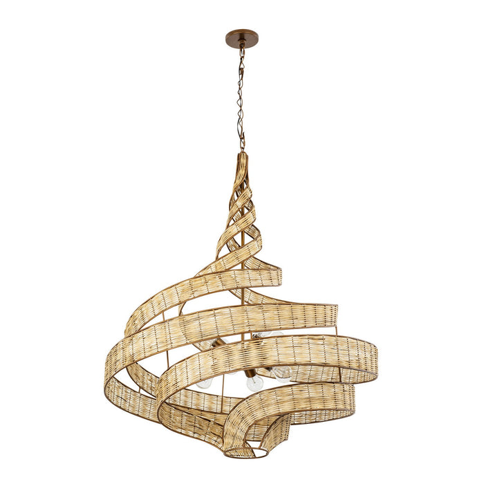 Varaluz 240P08BTR Eight Light Pendant, Baguette/Natural Rattan