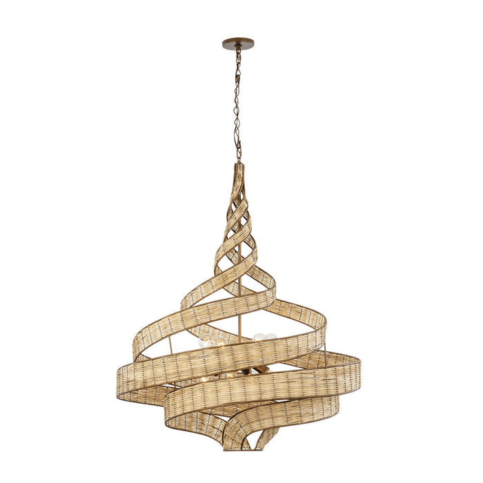 Varaluz 240P08BTR Eight Light Pendant, Baguette/Natural Rattan