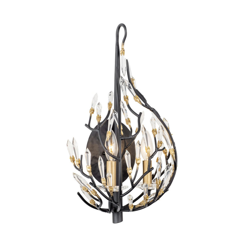 Varaluz 271K02MBFG Two Light Wall Sconce, Matte Black/French Gold