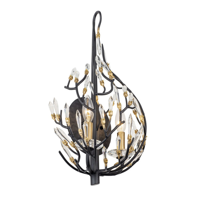Varaluz 271K02MBFG Two Light Wall Sconce, Matte Black/French Gold