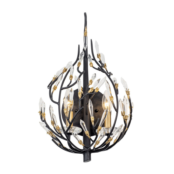 Varaluz 271K02MBFG Two Light Wall Sconce, Matte Black/French Gold