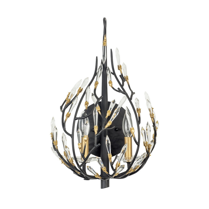 Varaluz 271K02MBFG Two Light Wall Sconce, Matte Black/French Gold