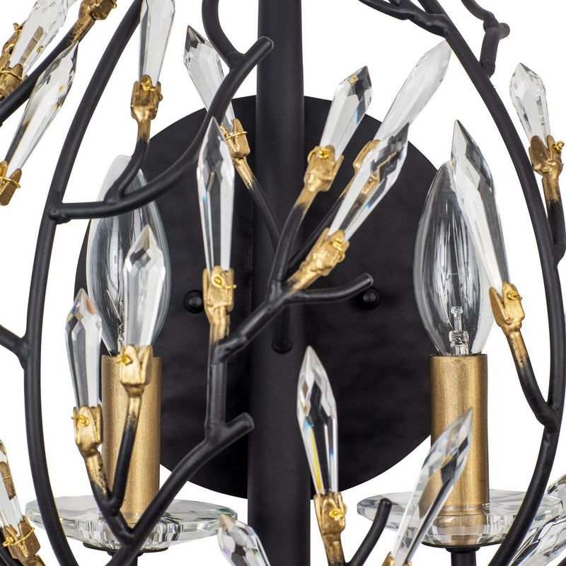 Varaluz 271K02MBFG Two Light Wall Sconce, Matte Black/French Gold