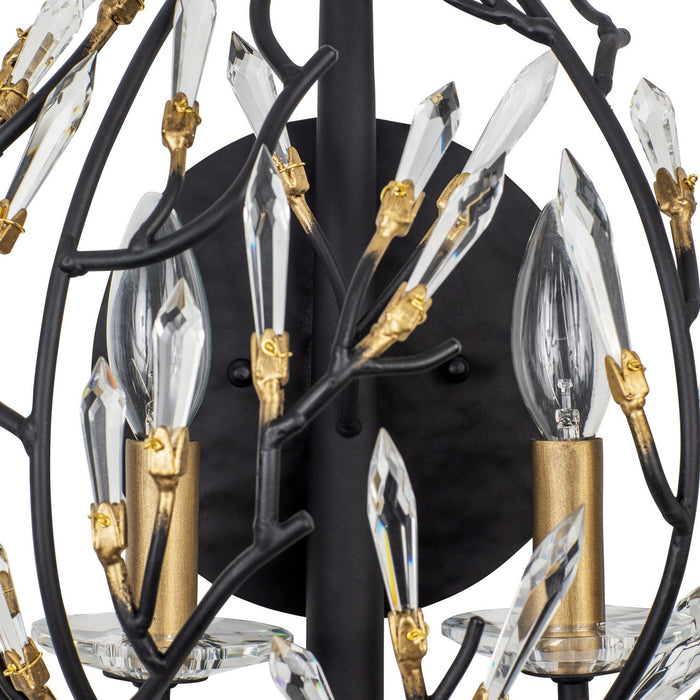 Varaluz 271K02MBFG Two Light Wall Sconce, Matte Black/French Gold