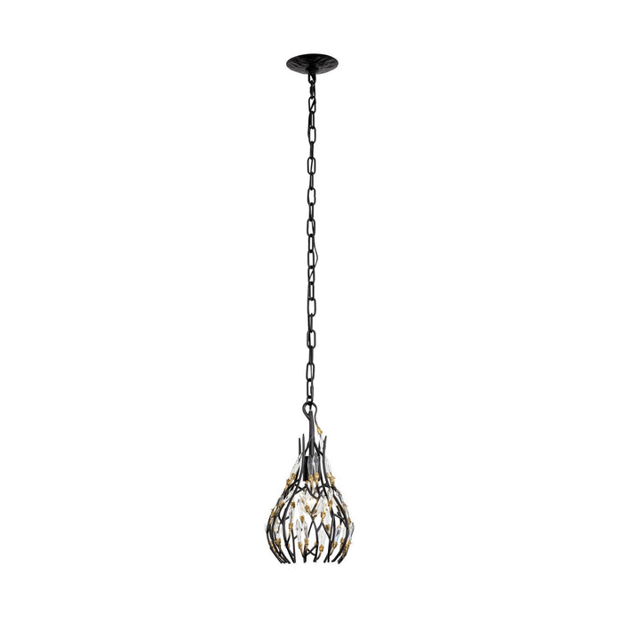 Varaluz 271M01MBFG One Light Mini Pendant, Matte Black/French Gold