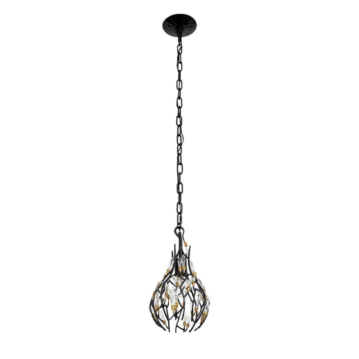 Varaluz 271M01MBFG One Light Mini Pendant, Matte Black/French Gold