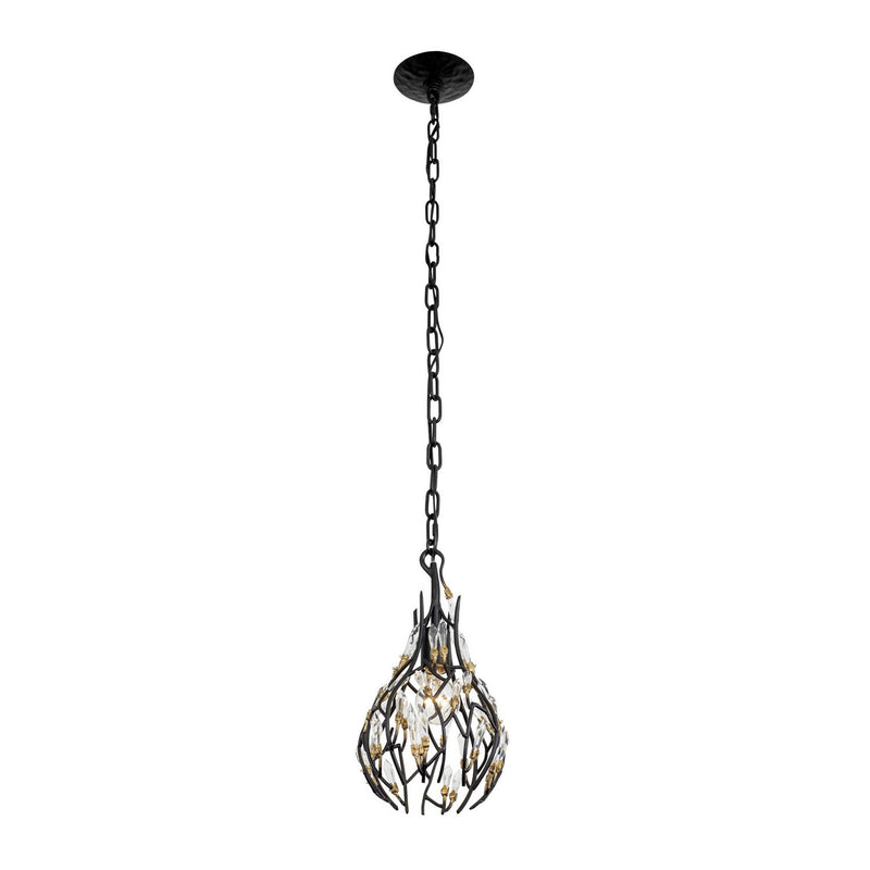 Varaluz 271M01MBFG One Light Mini Pendant, Matte Black/French Gold