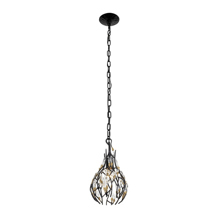 Varaluz 271M01MBFG One Light Mini Pendant, Matte Black/French Gold