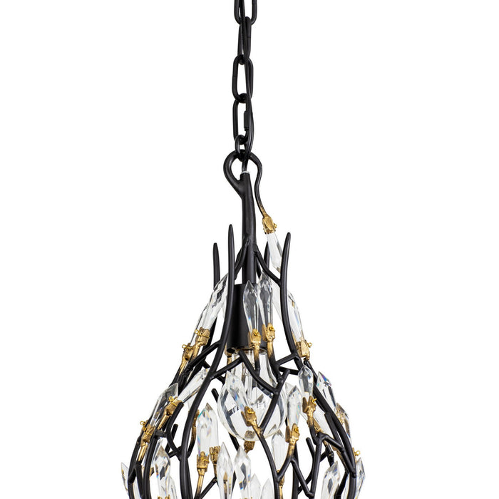 Varaluz 271M01MBFG One Light Mini Pendant, Matte Black/French Gold