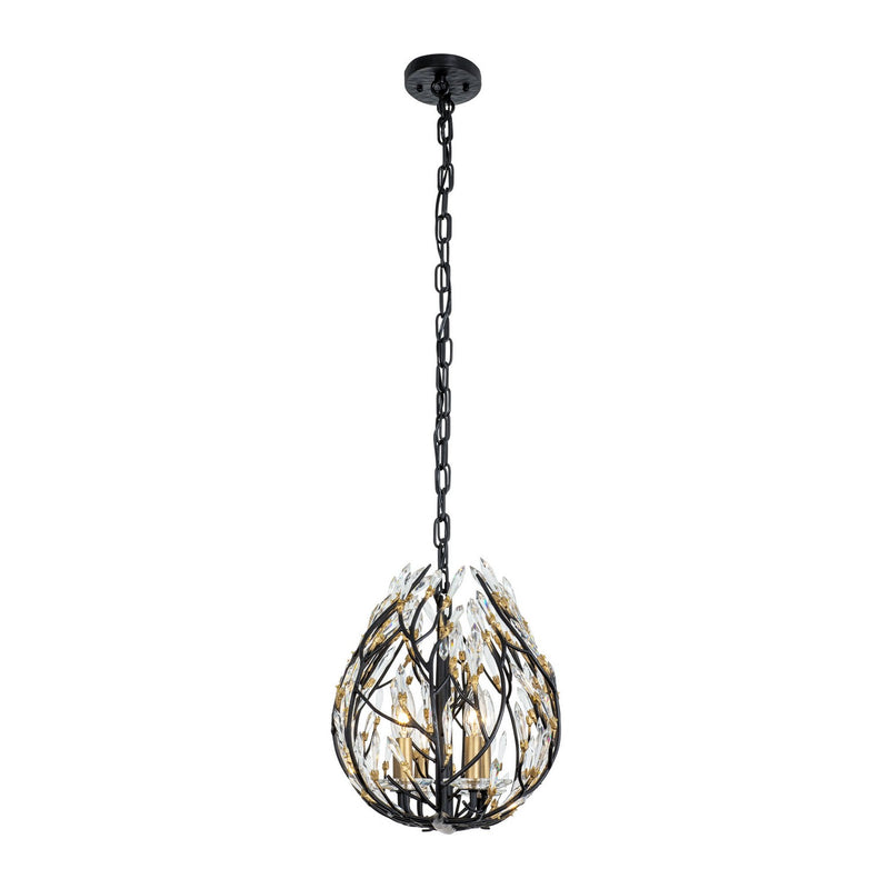 Varaluz 271N06MBFG Six Light Linear Pendant, Matte Black/French Gold