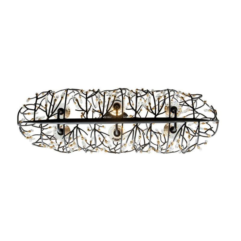 Varaluz 271N06MBFG Six Light Linear Pendant, Matte Black/French Gold