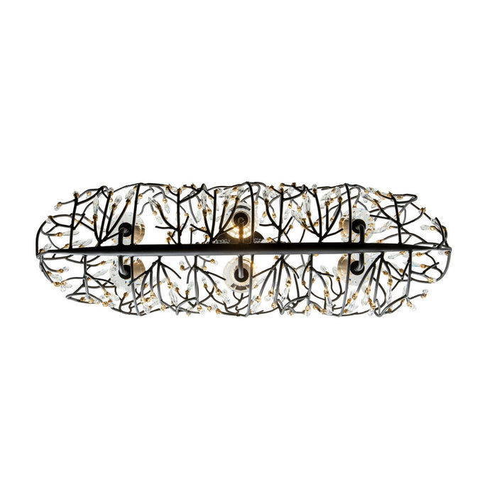 Varaluz 271N06MBFG Six Light Linear Pendant, Matte Black/French Gold