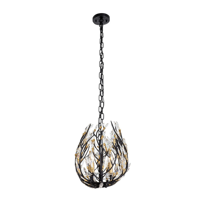 Varaluz 271N08MBFG Eight Light Linear Pendant, Matte Black/French Gold