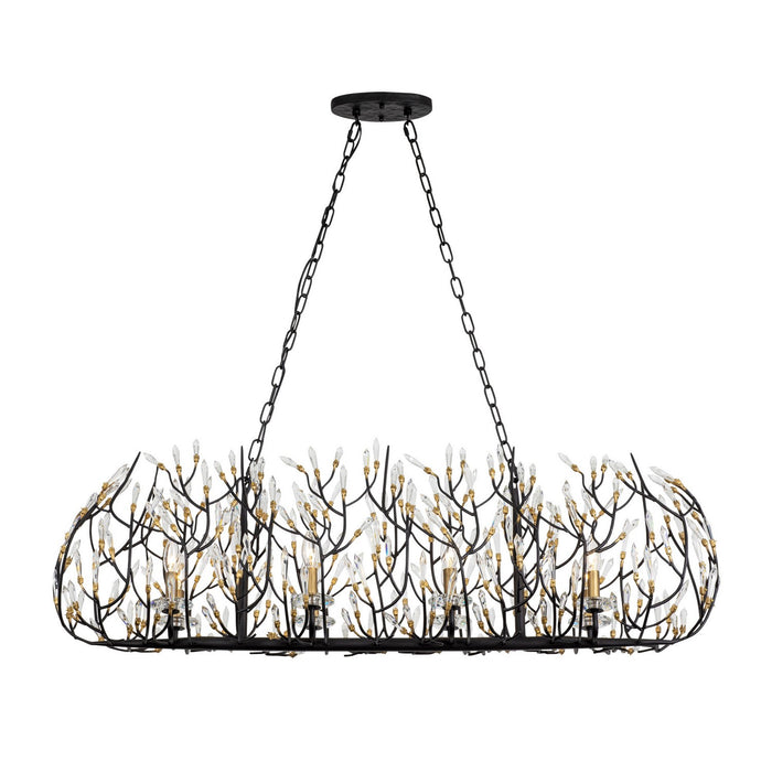 Varaluz 271N08MBFG Eight Light Linear Pendant, Matte Black/French Gold