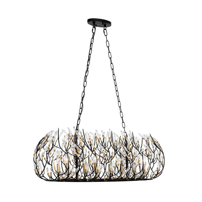Varaluz 271N08MBFG Eight Light Linear Pendant, Matte Black/French Gold
