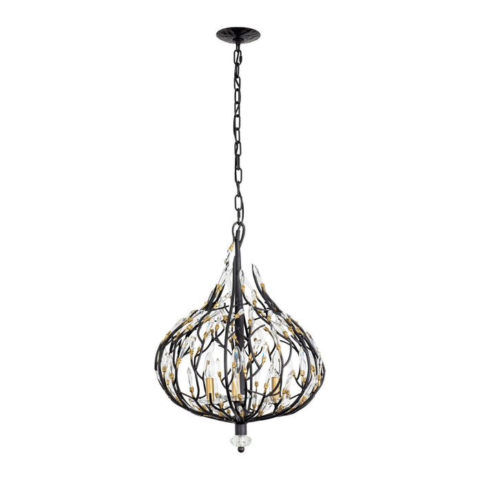 Varaluz 271P03MBFG Three Light Pendant, Matte Black/French Gold
