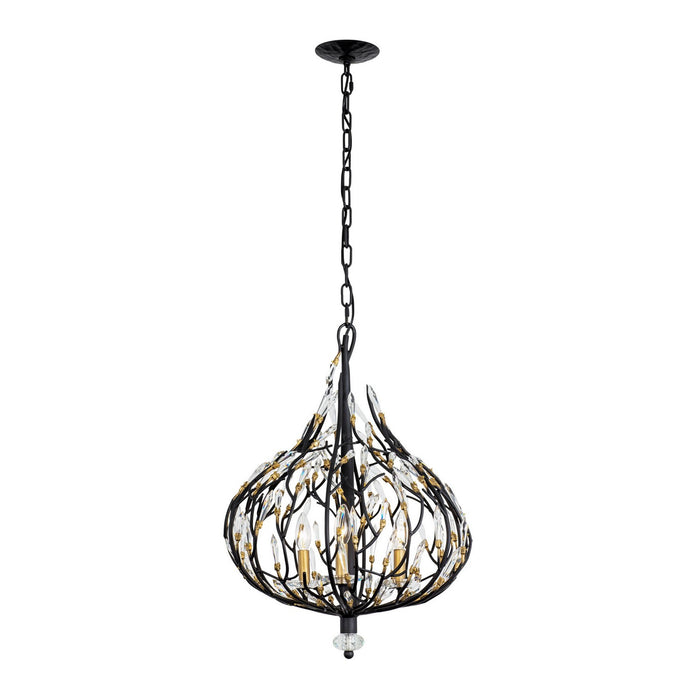 Varaluz 271P03MBFG Three Light Pendant, Matte Black/French Gold