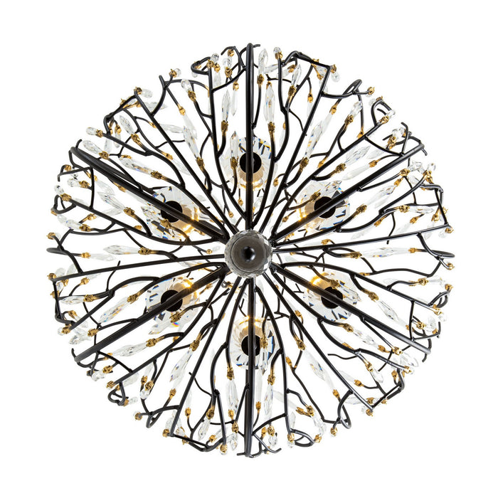 Varaluz 271P06MBFG Six Light Pendant, Matte Black/French Gold