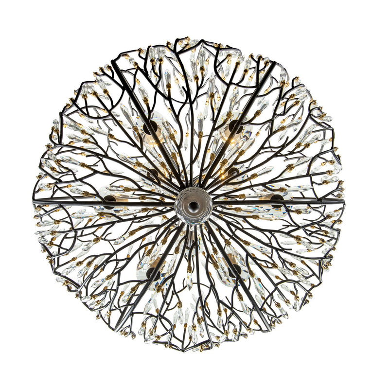 Varaluz 271P09MBFG Nine Light Pendant, Matte Black/French Gold