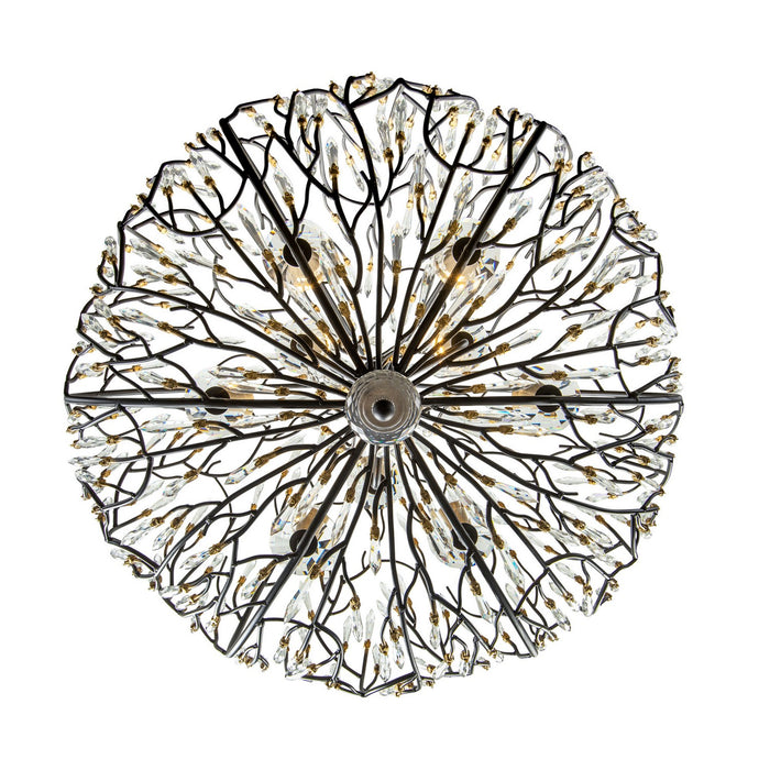 Varaluz 271P09MBFG Nine Light Pendant, Matte Black/French Gold