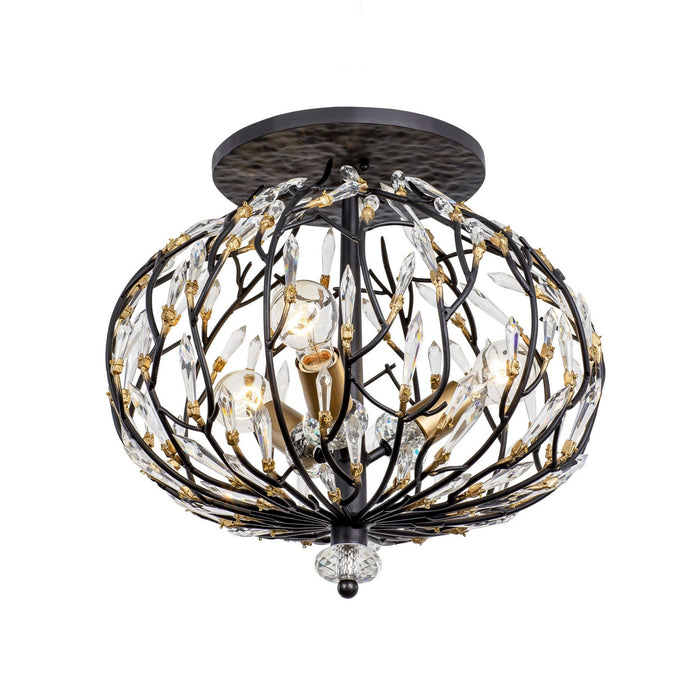 Varaluz 271S03MBFG Three Light Semi-Flush Mount, Matte Black/French Gold