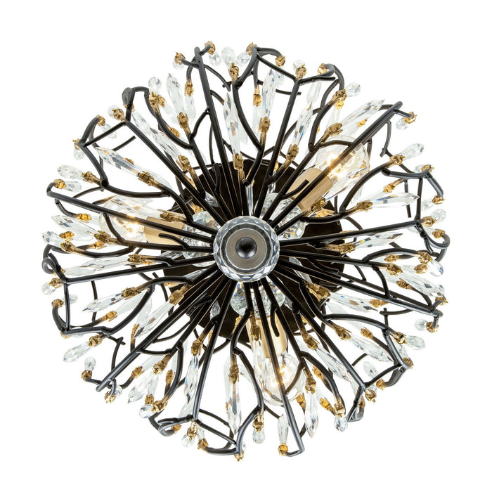 Varaluz 271S03MBFG Three Light Semi-Flush Mount, Matte Black/French Gold