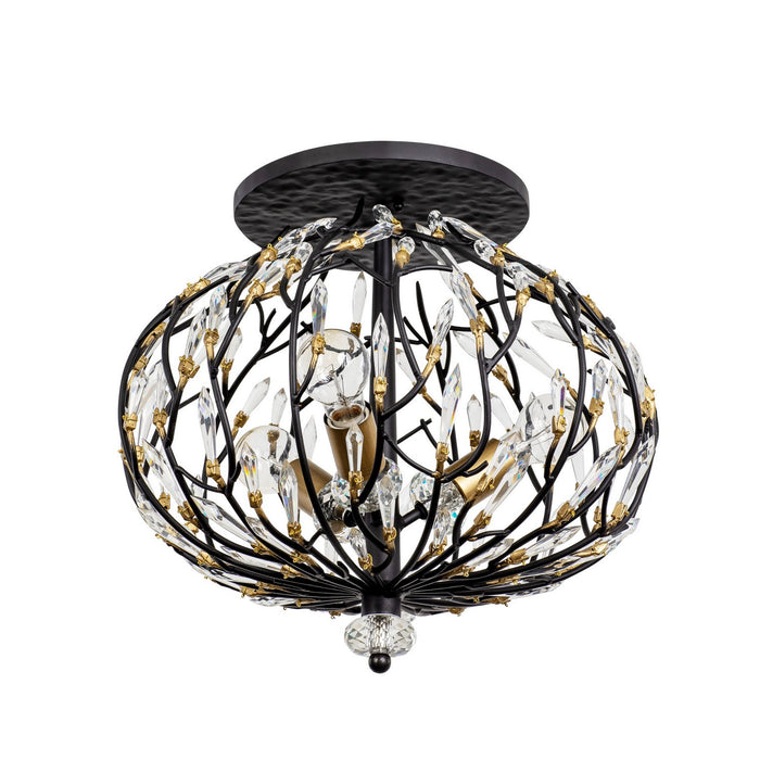 Varaluz 271S03MBFG Three Light Semi-Flush Mount, Matte Black/French Gold