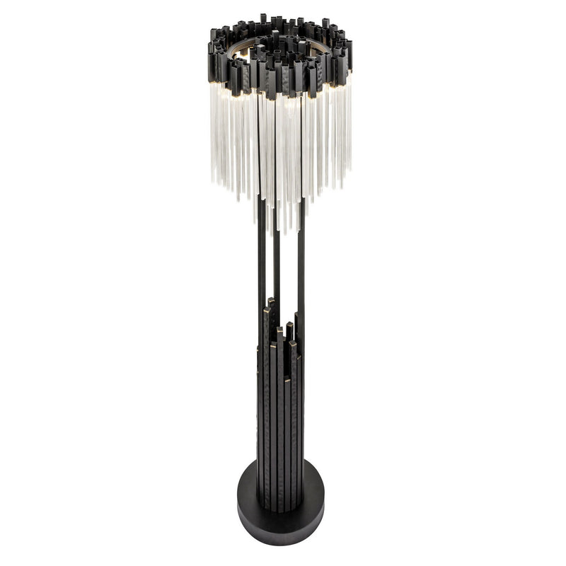 Varaluz 309L06MBFG Six Light Floor Lamp, Matte Black/French Gold