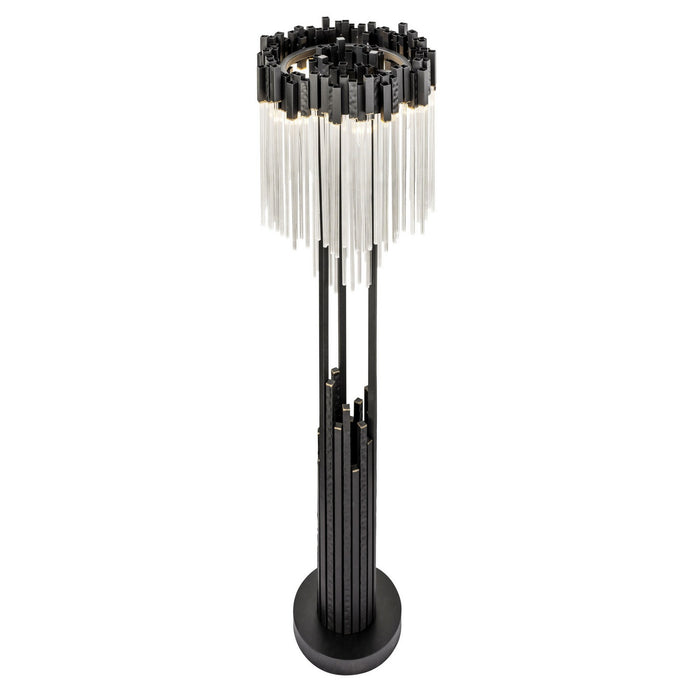 Varaluz 309L06MBFG Six Light Floor Lamp, Matte Black/French Gold