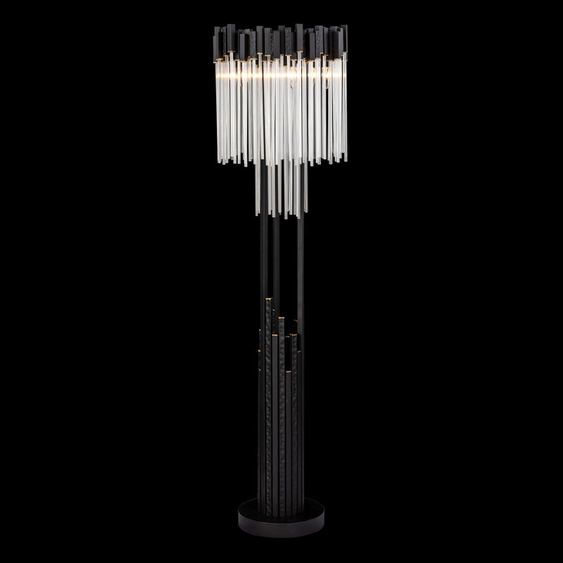 Varaluz 309L06MBFG Six Light Floor Lamp, Matte Black/French Gold