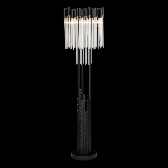 Varaluz 309L06MBFG Six Light Floor Lamp, Matte Black/French Gold