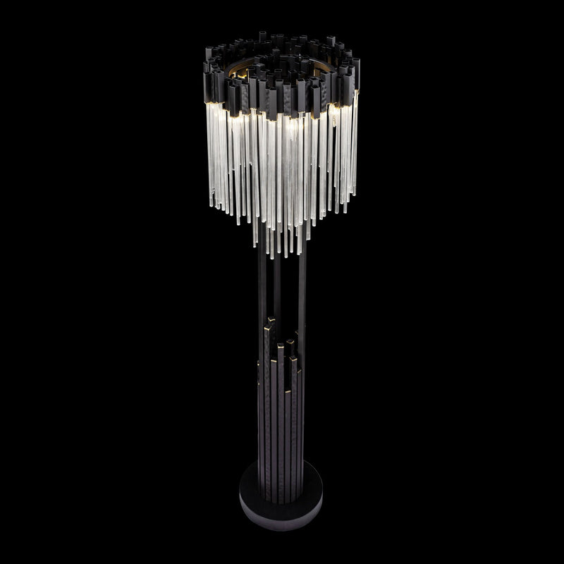Varaluz 309L06MBFG Six Light Floor Lamp, Matte Black/French Gold