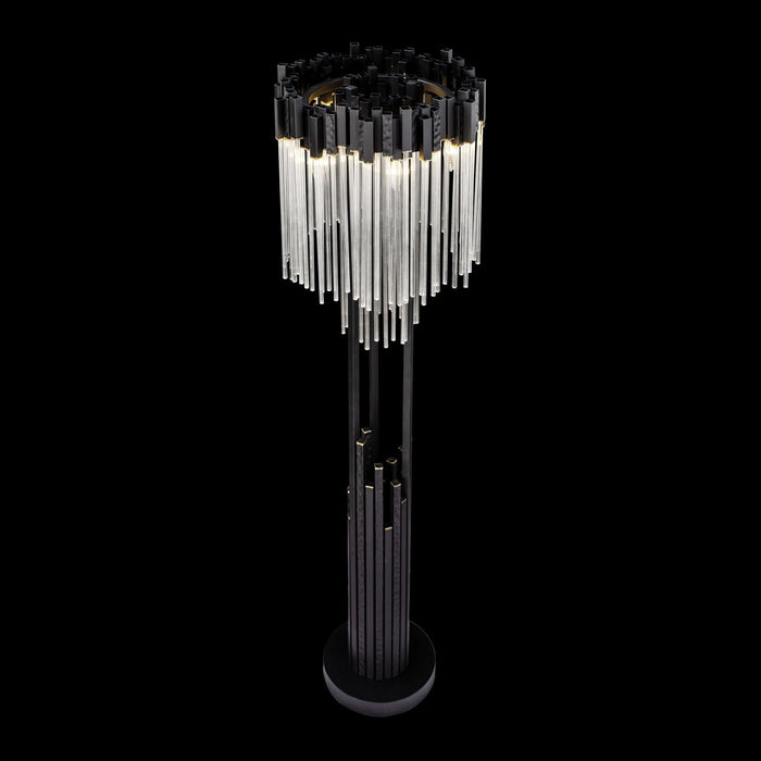 Varaluz 309L06MBFG Six Light Floor Lamp, Matte Black/French Gold