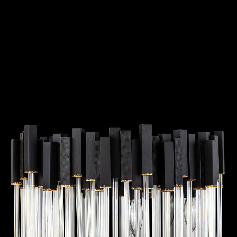 Varaluz 309L06MBFG Six Light Floor Lamp, Matte Black/French Gold
