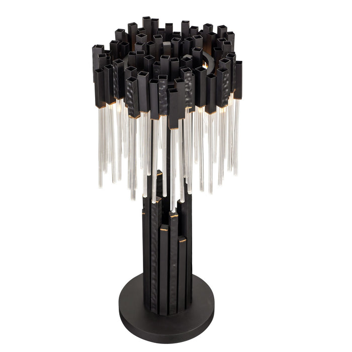 Varaluz 309T03MBFG Three Light Table Lamp, Matte Black/French Gold