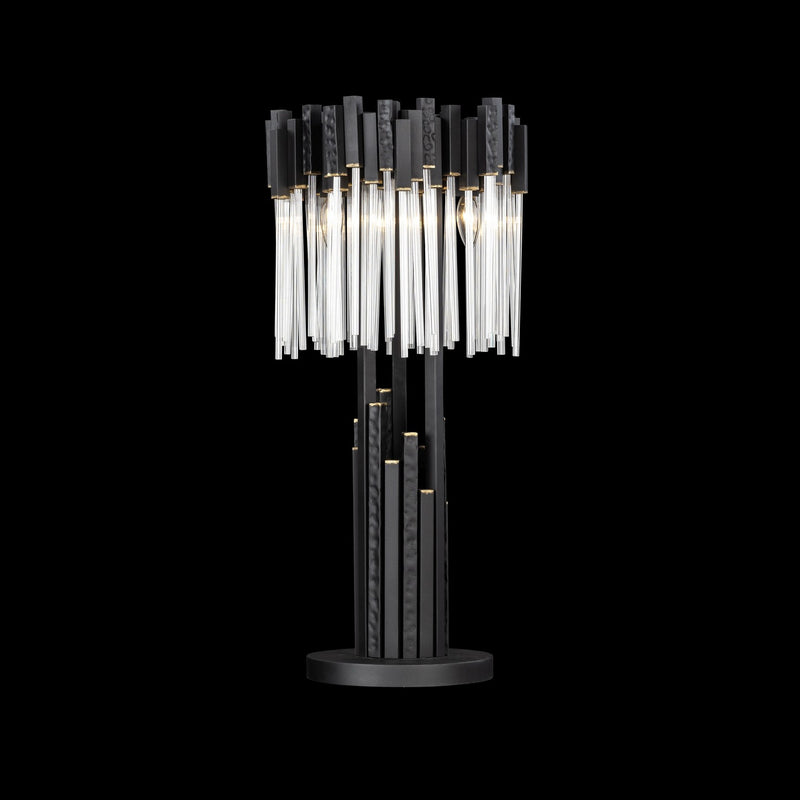 Varaluz 309T03MBFG Three Light Table Lamp, Matte Black/French Gold