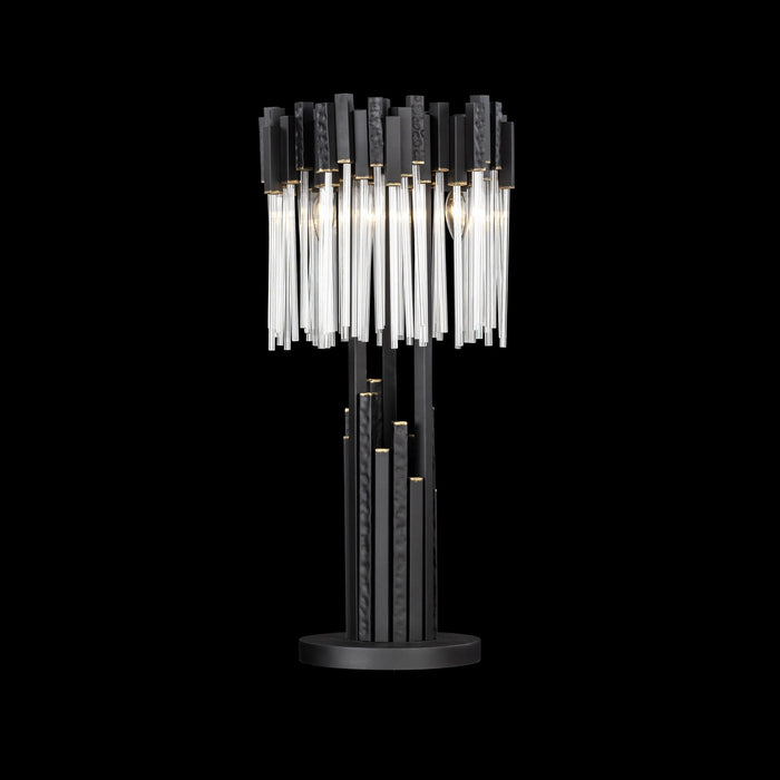 Varaluz 309T03MBFG Three Light Table Lamp, Matte Black/French Gold