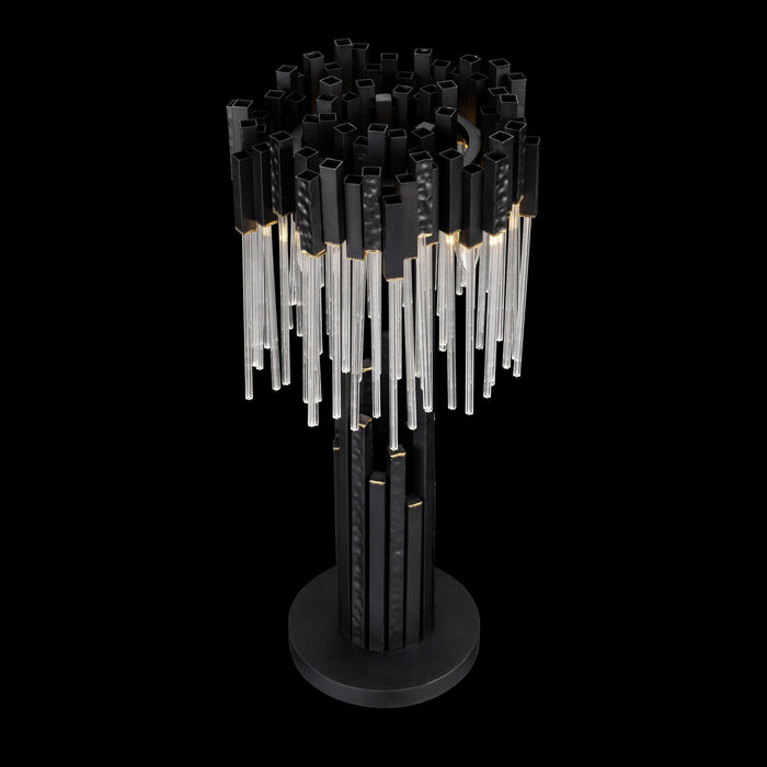 Varaluz 309T03MBFG Three Light Table Lamp, Matte Black/French Gold