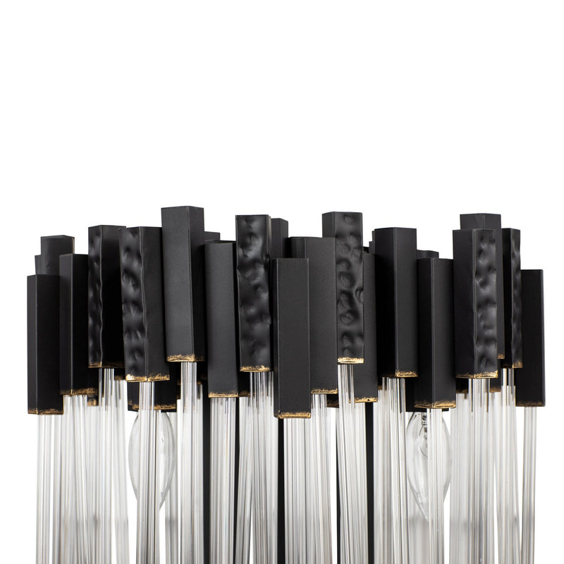 Varaluz 309T03MBFG Three Light Table Lamp, Matte Black/French Gold