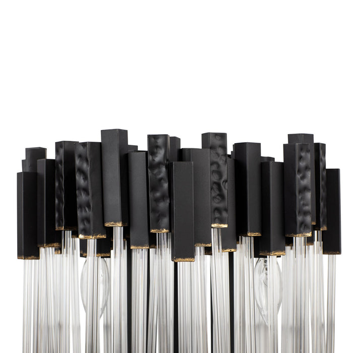 Varaluz 309T03MBFG Three Light Table Lamp, Matte Black/French Gold