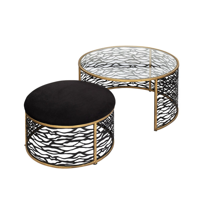 Varaluz 348TC32NHGCB Coffee Table and Ottoman, Havana Gold/Carbon