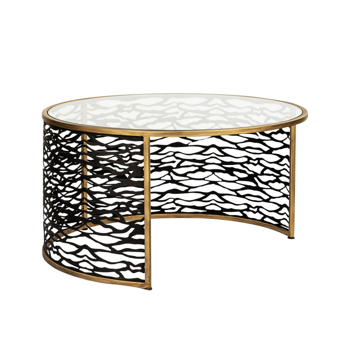 Varaluz 348TC32NHGCB Coffee Table and Ottoman, Havana Gold/Carbon