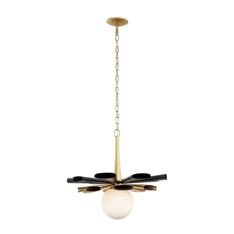 Varaluz 372P01LMBFG One Light Pendant, Matte Black/French Gold