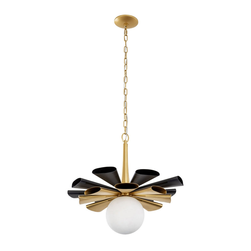 Varaluz 372P01LMBFG One Light Pendant, Matte Black/French Gold