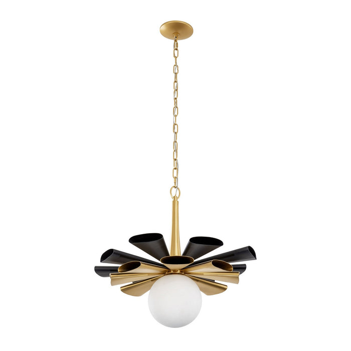 Varaluz 372P01LMBFG One Light Pendant, Matte Black/French Gold