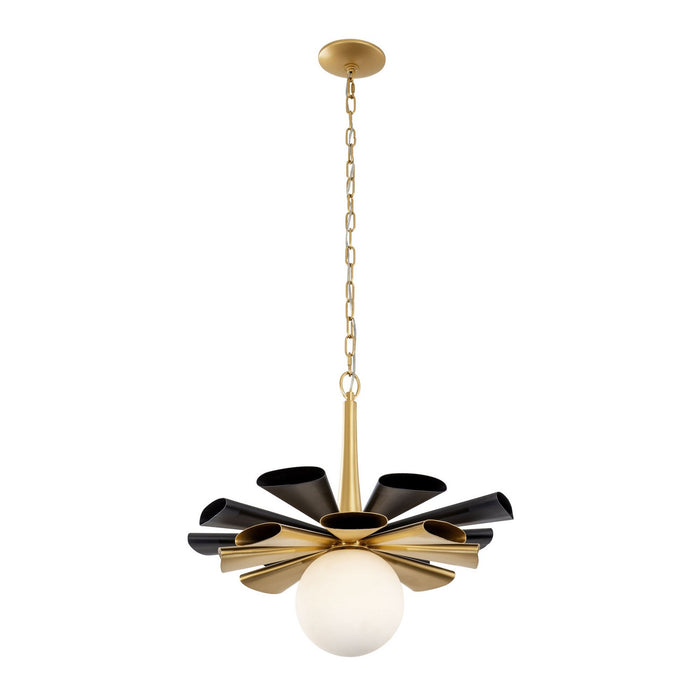 Varaluz 372P01LMBFG One Light Pendant, Matte Black/French Gold